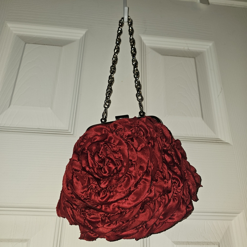 White House Black Market Red Floral Clutch